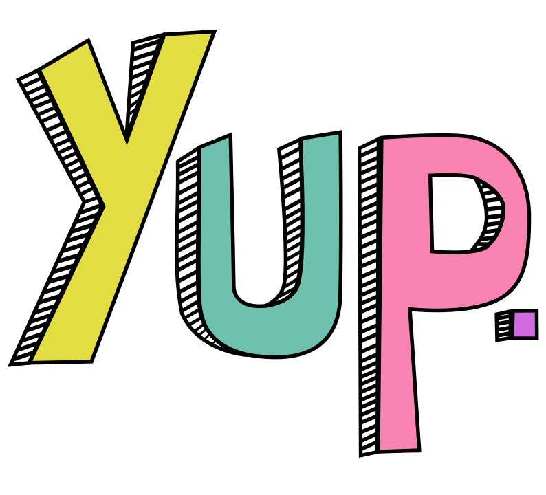 hand lettering in box format that spells "Yup."